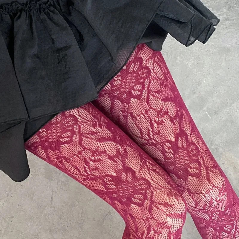 Women Sexy Flower Embroidery Mesh Hollow Out Stockings Fish Net Tights Pantyhose