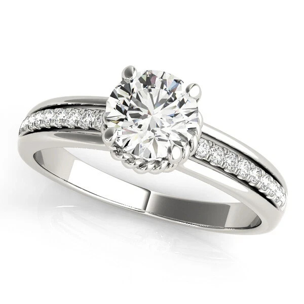 Round Cut 1.65 Ct VVS1 Diamond Lab-Created Engagement Ring 14K White Gold FN