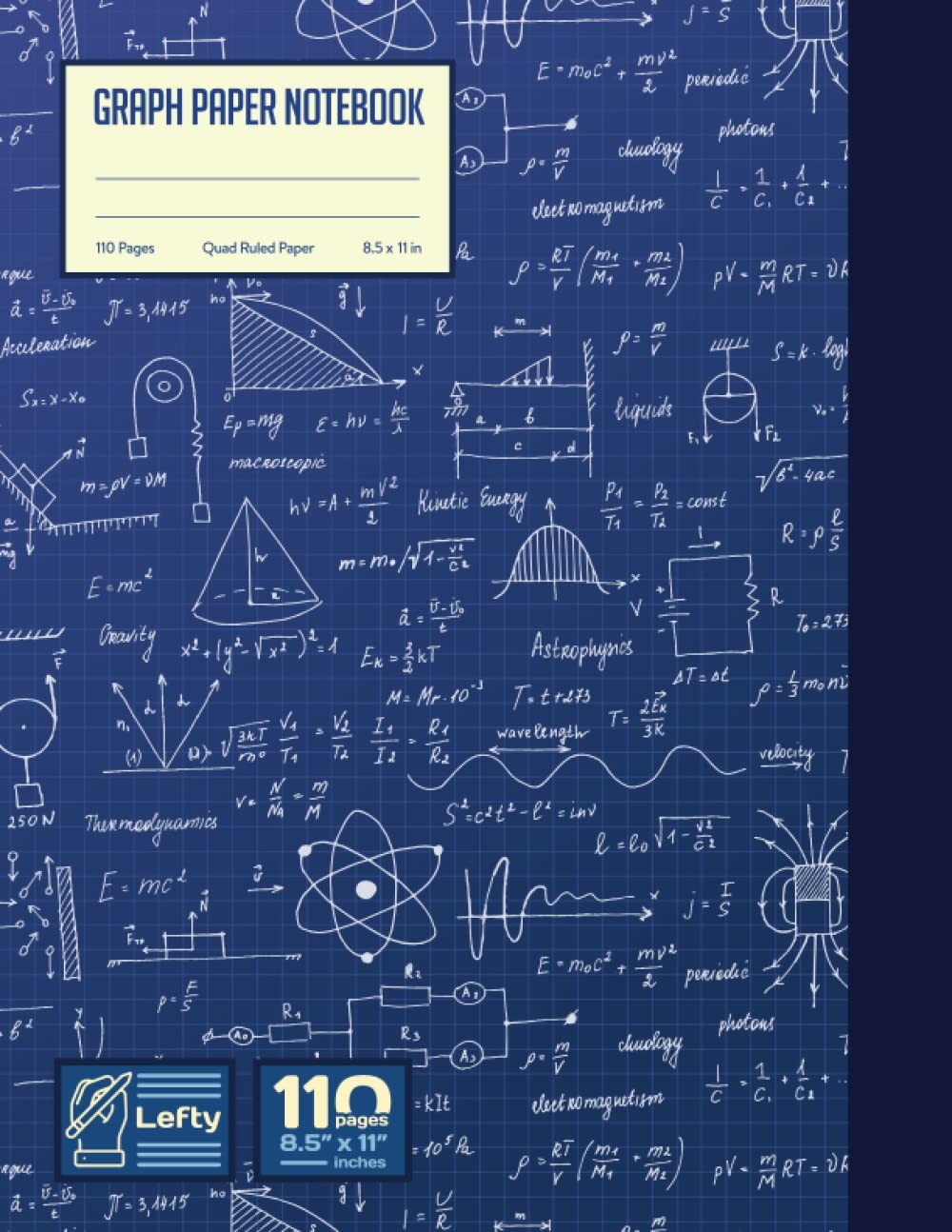 Left-handed Graph Paper Notebook: Math formula Blue Theme | Grid Paper for Math