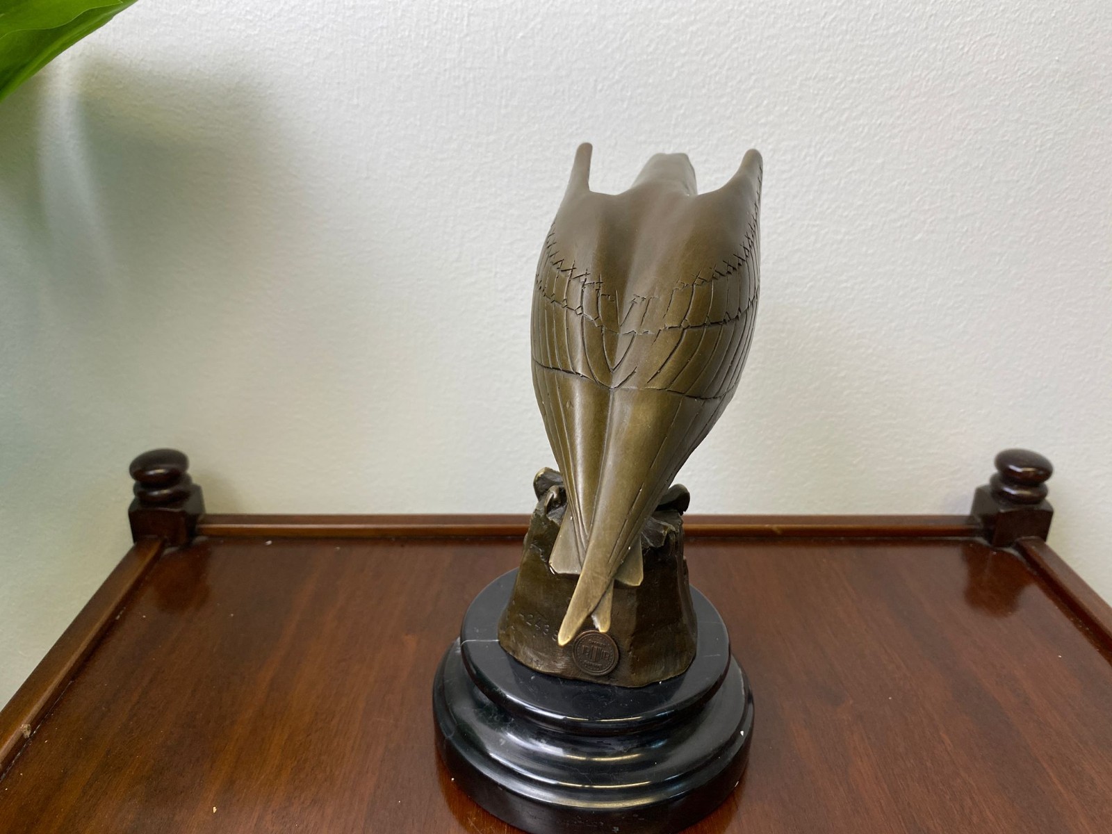 Bronze Sculpture Eagle Art Deco on Black Marble Base After Coenraad