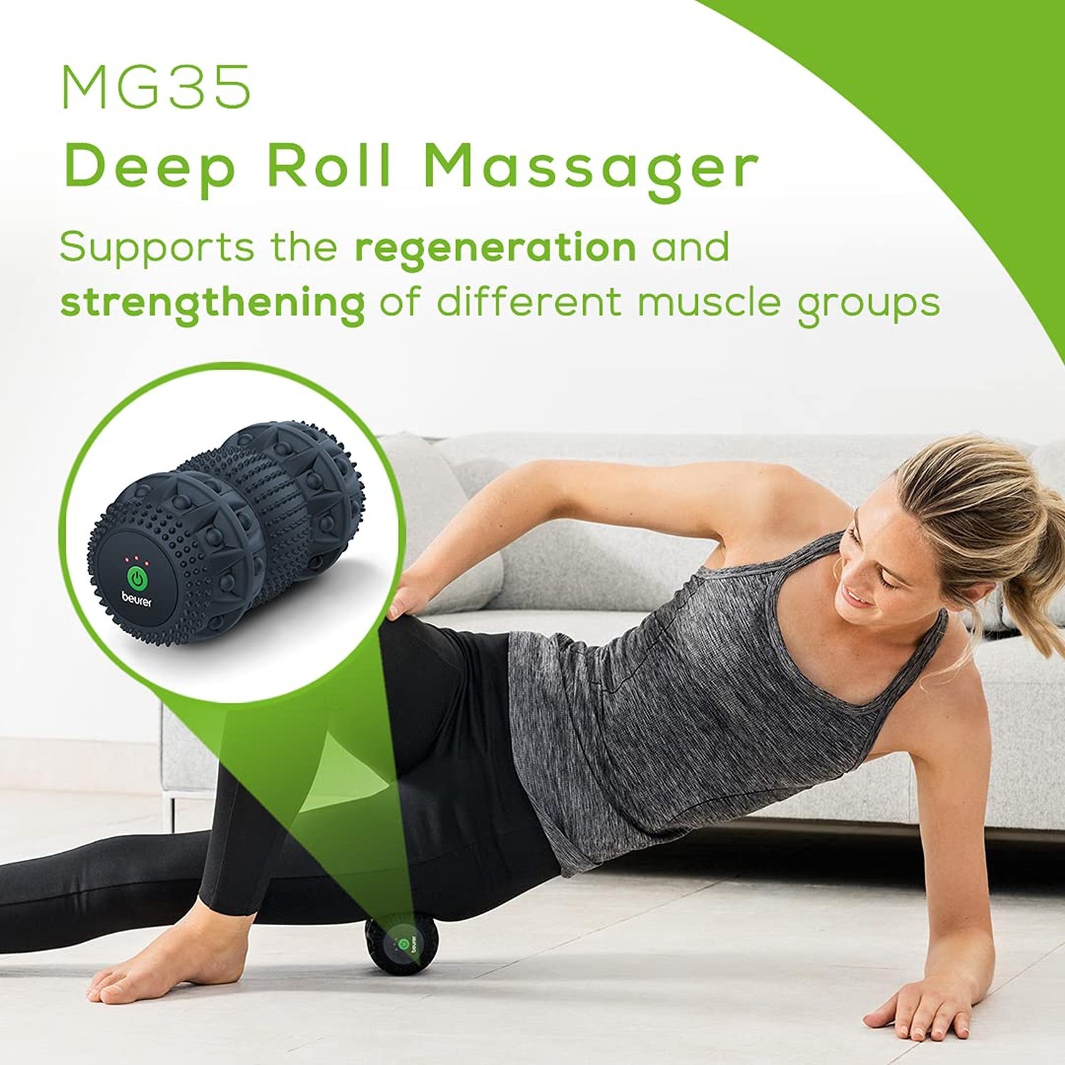 Beurer 3-Speed Vibrating Massage Roller - High-Intensity Deep Tissue Massager...