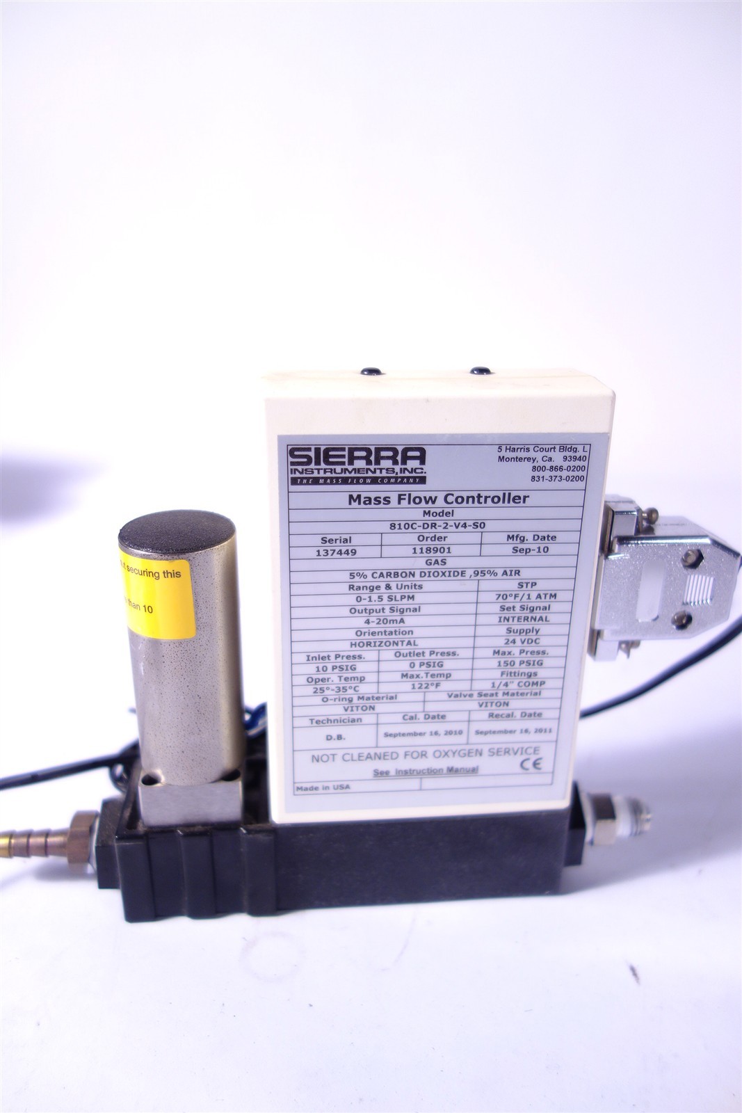 Sierra Smart-Trak 810C-DR-2-V4-S0 CO2 Mass Flow Controller + Power Supply