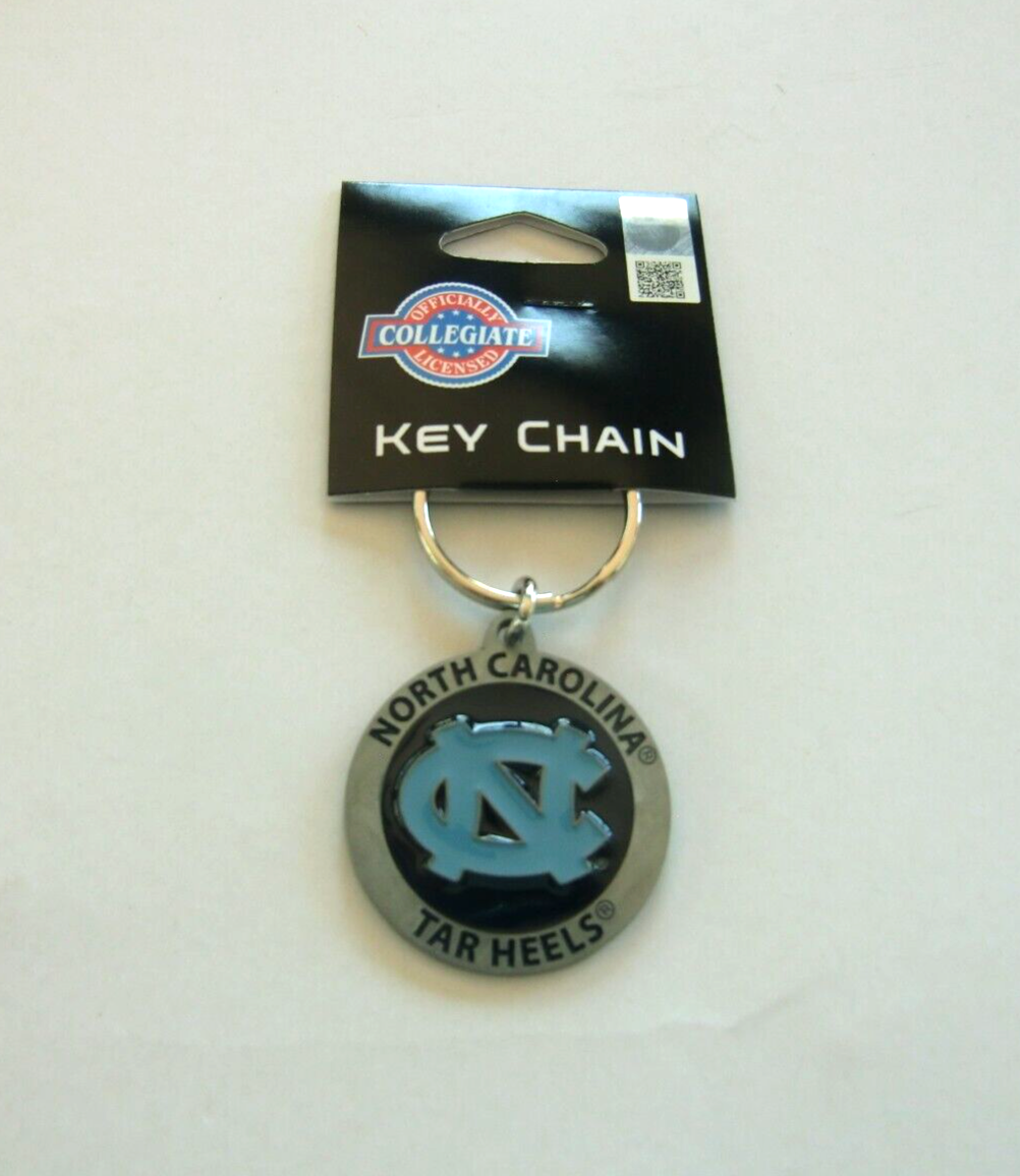North Carolina Tar Heels Round 3-D Metal Key Chain NCAA Licensed