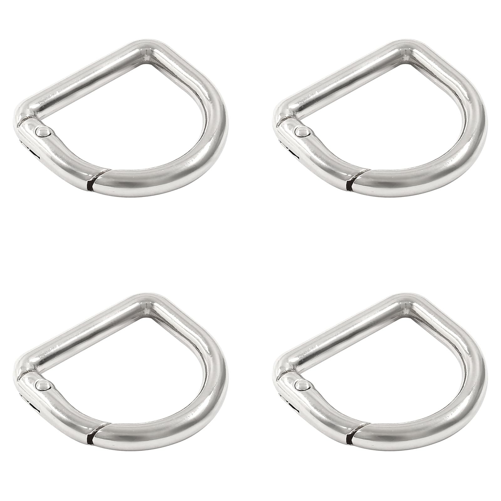 D Rings Spring Key Hooks 4Pcs, Silver