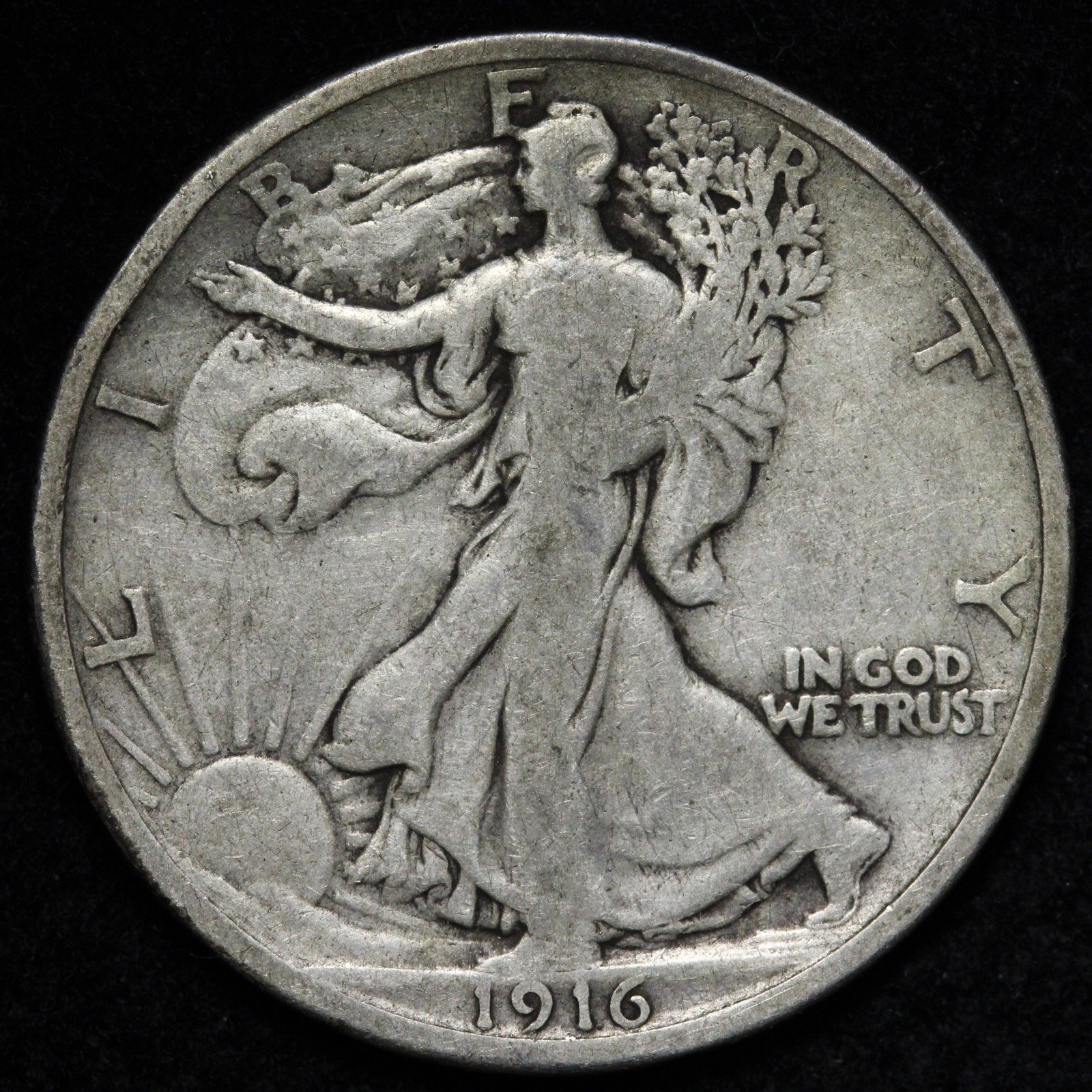 1916 Walking Liberty Silver Half Dollar FINE E337 WVMA