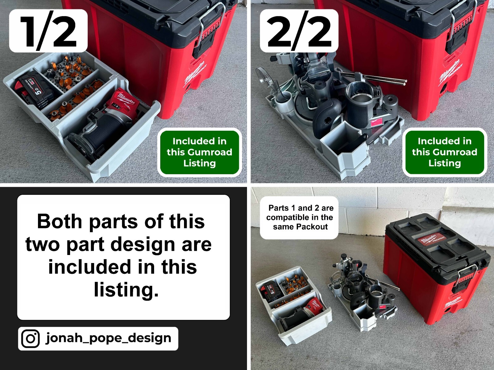 Milwaukee Packout Top & Bottom Insert for M18 Compact Router (Insert Only)