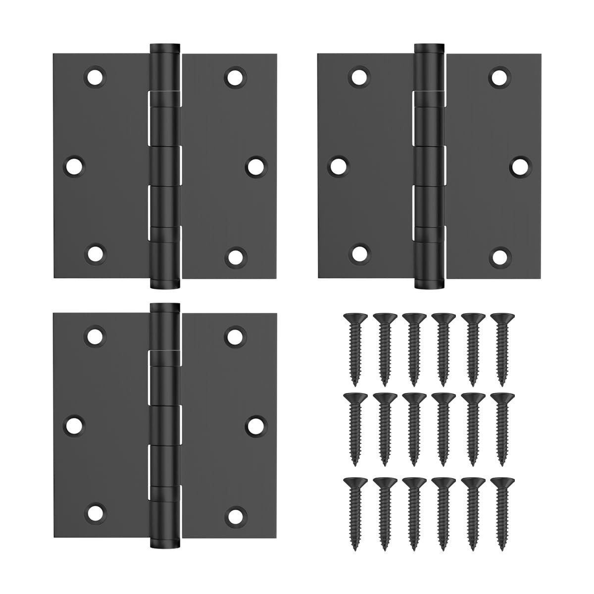 3 Pack Black Door Hinges 3.5 x 3.5 Inch 304 Stainless Steel Ball Bearing
