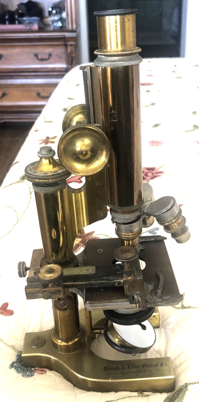 Antique Brass Bausch & Lomb Optical Co Laboratory / Hospital Microscope # 29704