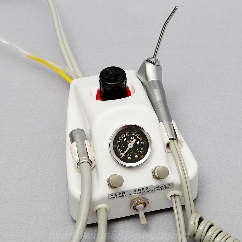 4-Hole Portable Dental Handpiece Compressor Turbine Unit 3 Way Air Water Syringe