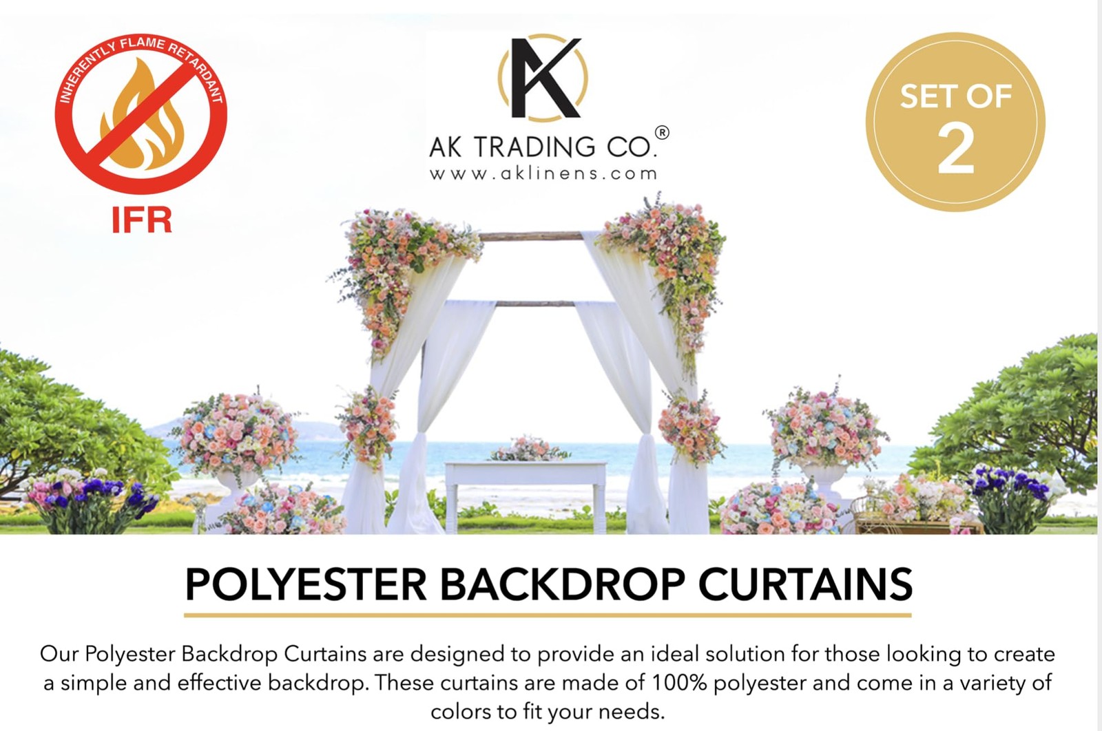 Ak Trading Co. 10 Feet X 8 Feet Ifr Polyester Backdrop Drapes Curtains Panels