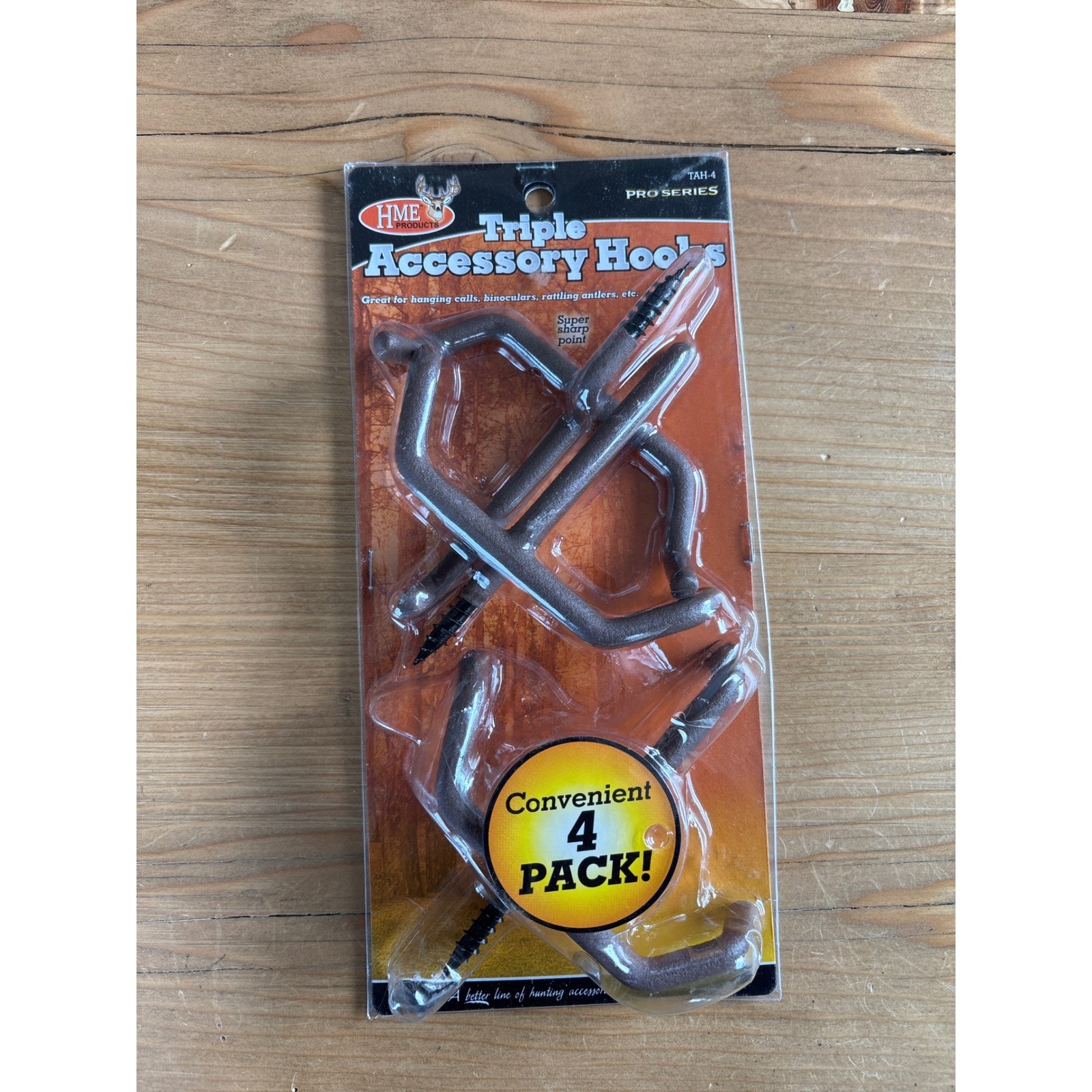 HME Products Pro Series Triple Accessory Hooks 4 Pack Brown TAH-4 Hunting Gear