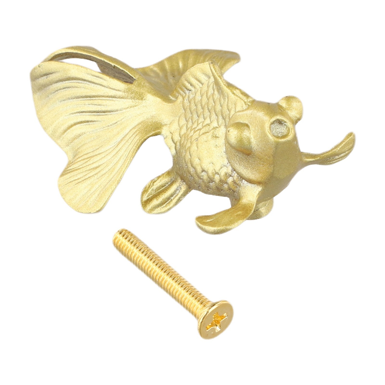 Striking Goldfish Patterned Cabinet Handle Knobs Solid Brass Construction