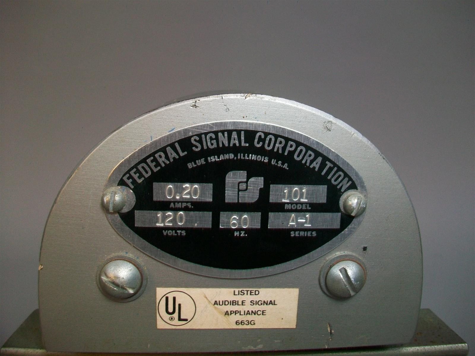 USED - Federal Signal Model 101 Series A-1 Bell / Signal
