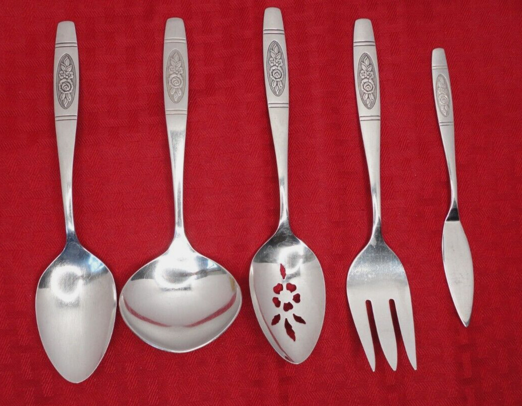 Oneida Rose Pendant Serving Set 5 Piece Distinction Deluxe HH  E5B