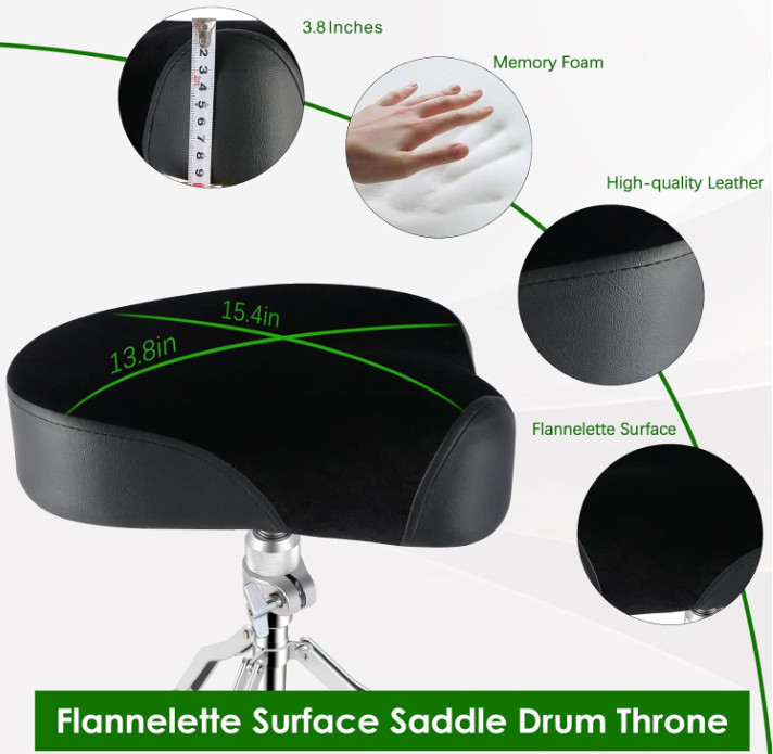Drum Throne Drum Seat Height Adjustable,Rotatable Padded Drum Stools