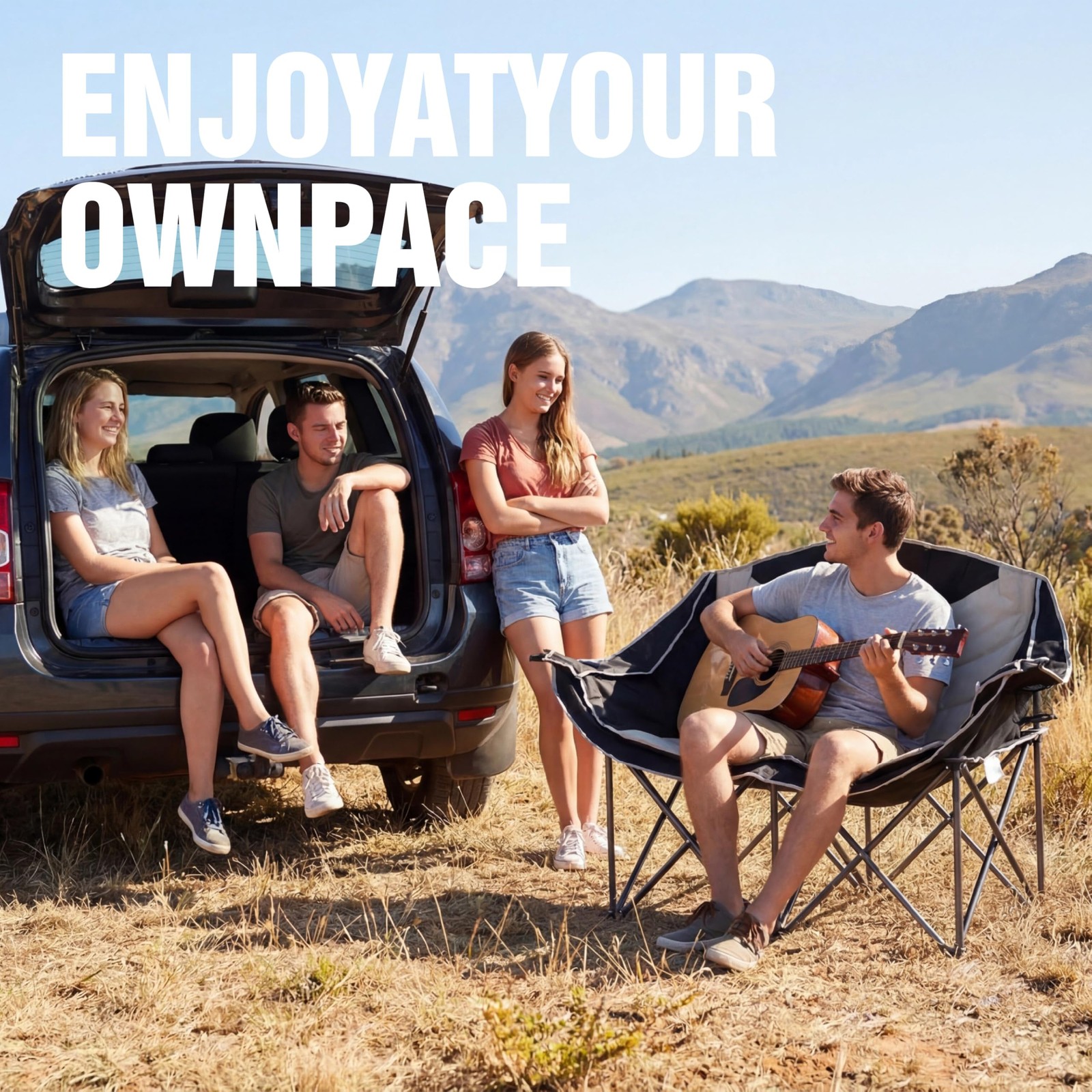 Double Camping Chairs, Oversized Folding Camping Loveseat, Double Camp Couch ...
