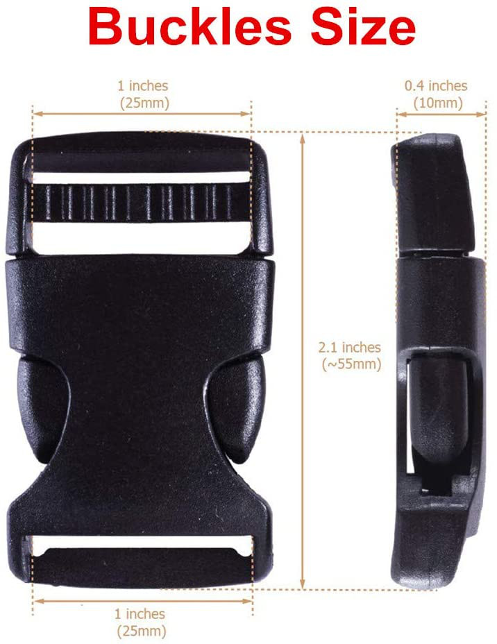 1Inch Nylon Webbing Strap Sets Plastic Flat Buckle Side Release Backpack
