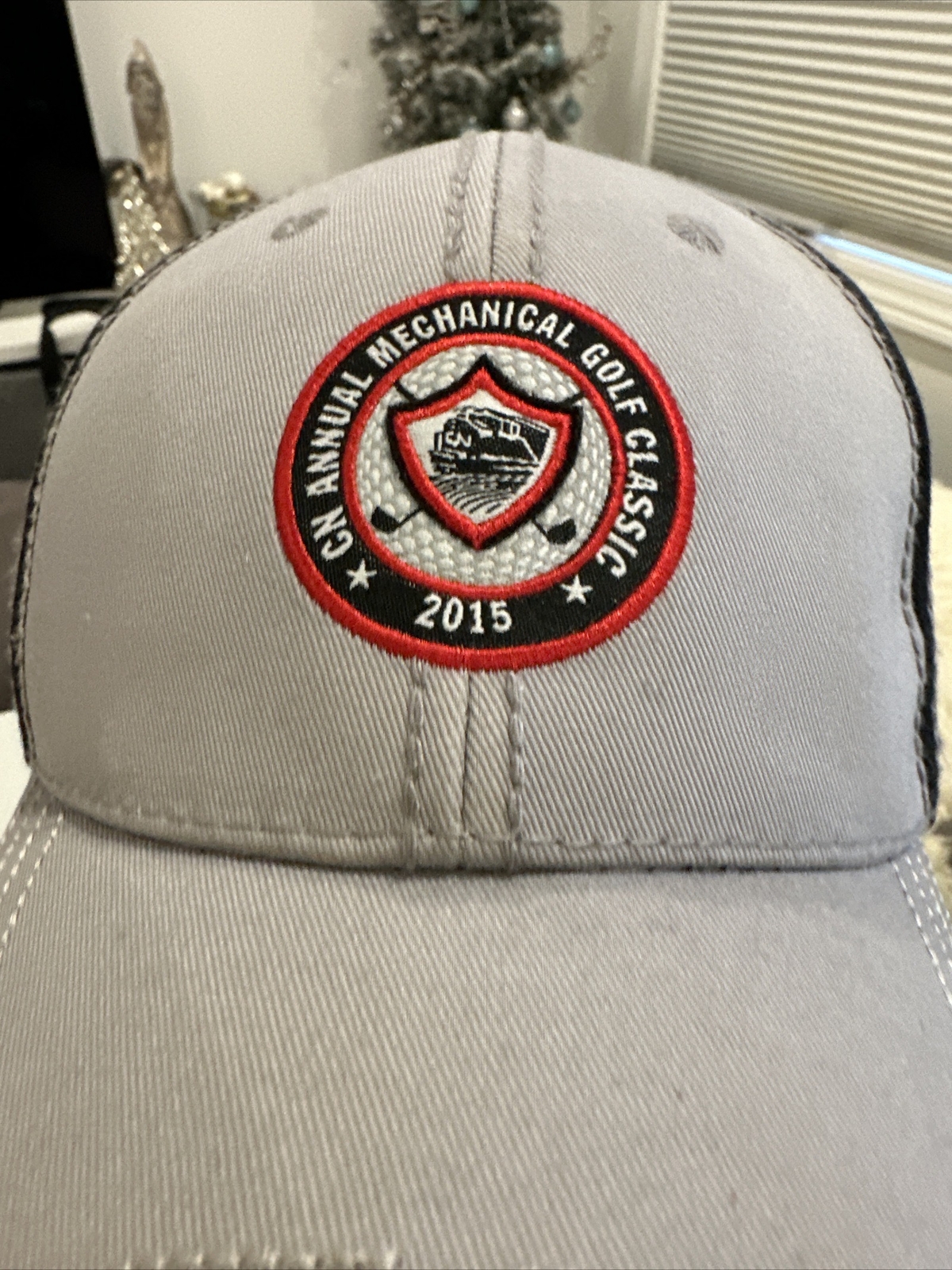 CN Annual Mechanical Golf Classics 2015 Hat ap Patch Hook Loop Gray Black