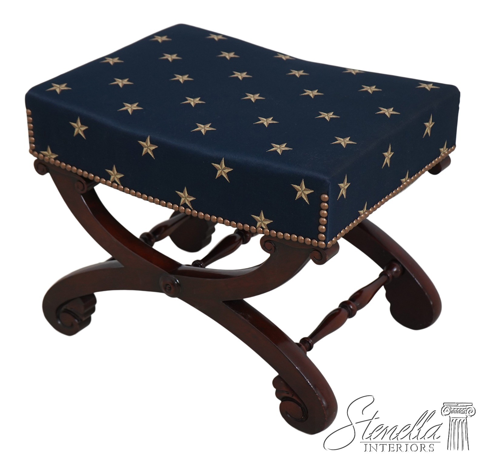 62953: Vintage Federal Style Bench w. Brand New Upholstery