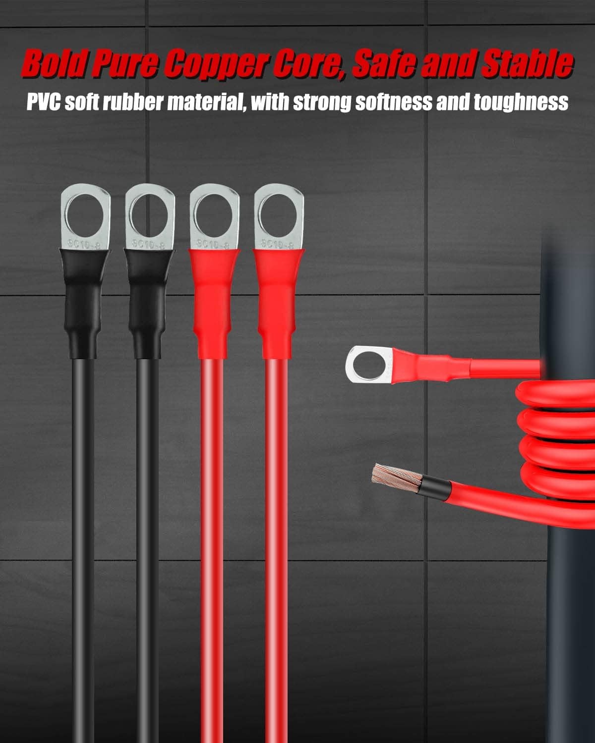 Battery Jump Post Kit, Waterproof-Terminals W/Cable-Mounting Bracket Heavy Duty