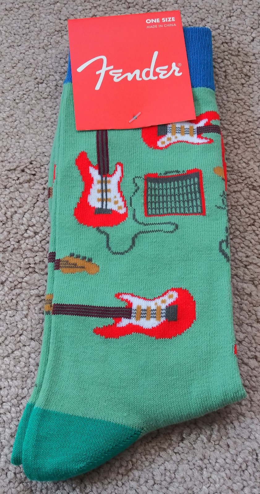 Fender Electric Guitar 1 PAIR Crew SOCKS One Size Mens 7-12 Official FMIC *NEW**
