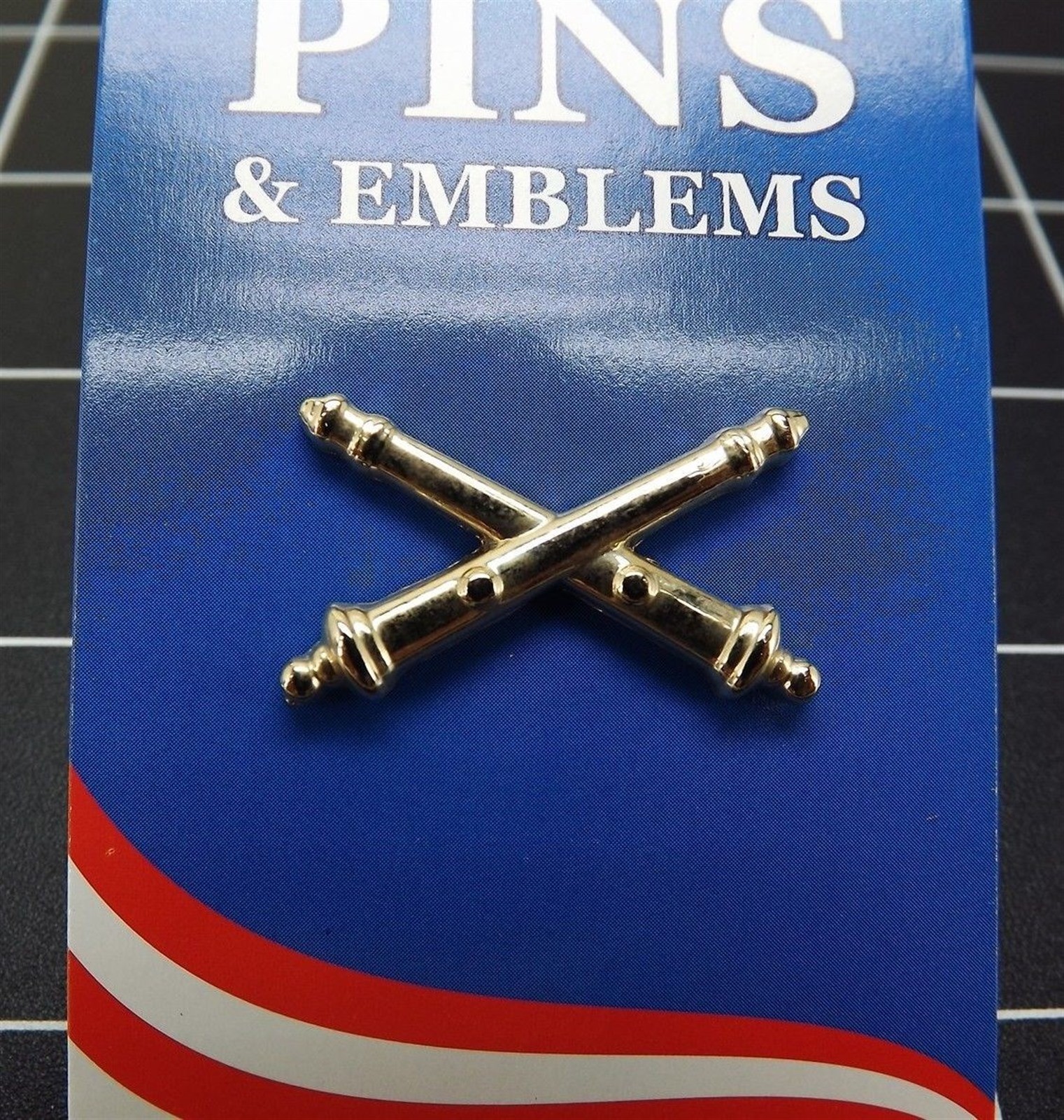 FREE SHIP Lapel Pin Gold Tone United States Army Field Artillery 1 1/8"