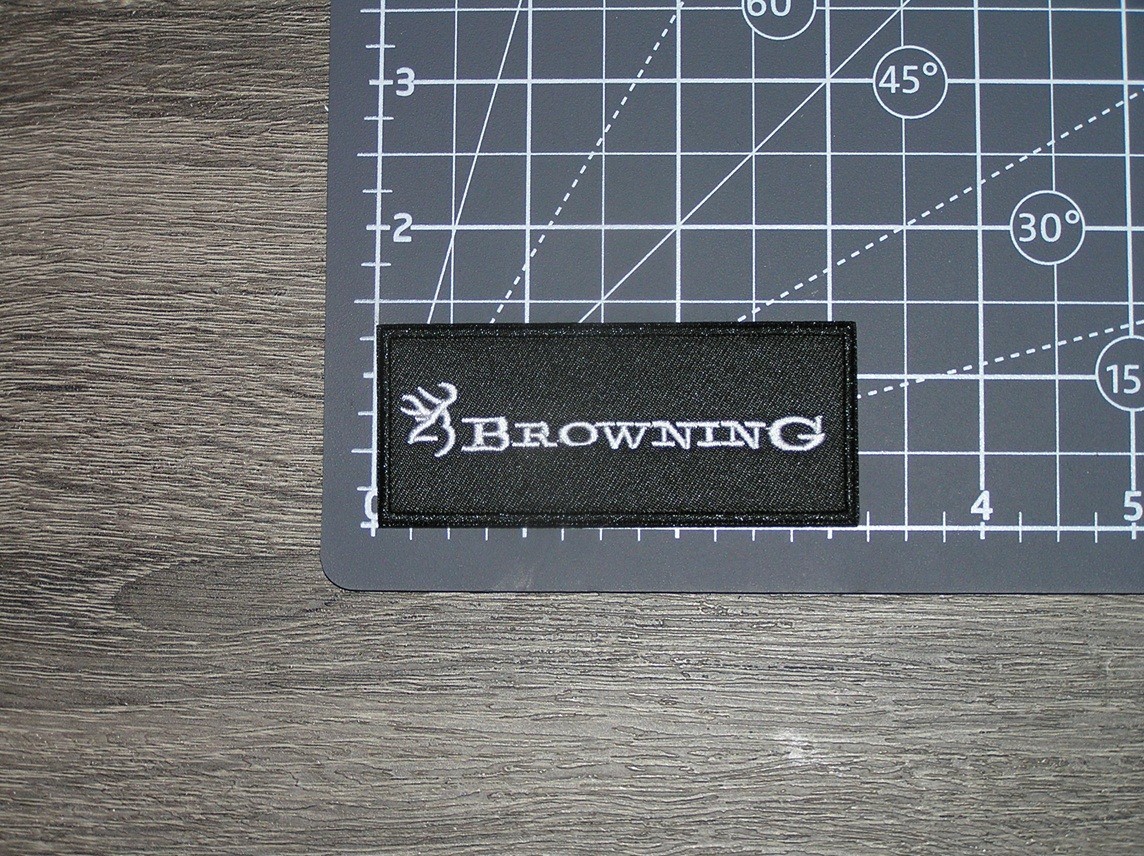 Browning Firearms Shotgun Gunmaker Embroidered Iron On Patch 3.25" x 1.25"