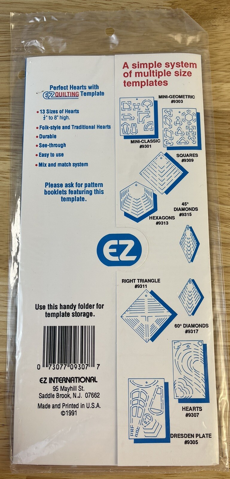 EZ Quilting Template HEARTS by Marti Michell #9307 NIP