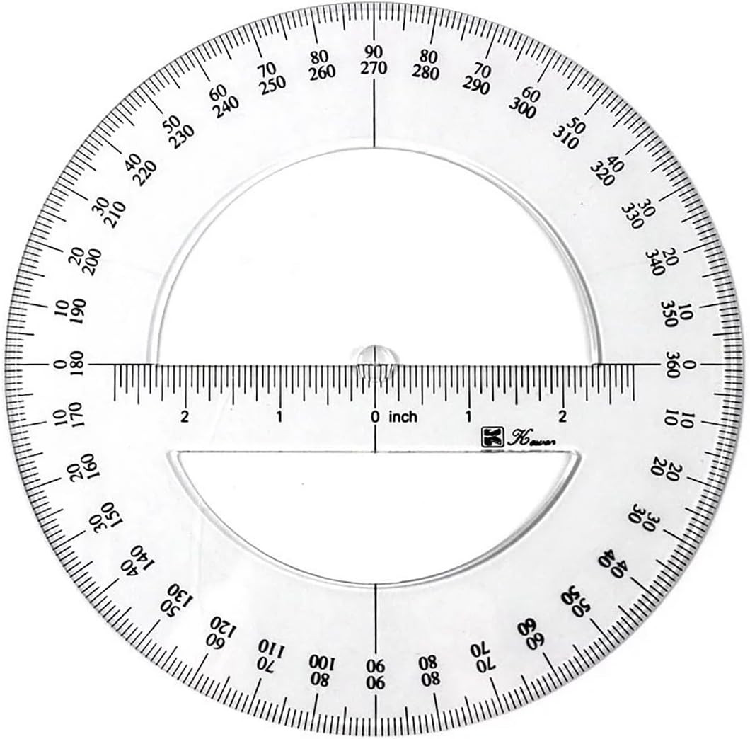 1Pc White 360 Degree Protractor round Ruler Gauge Angular Drafting Tools Circle