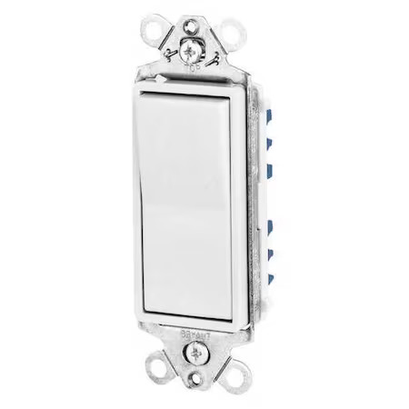 Bryant 9801W Wall Switch, 15A, White, 1-Pole Type, Rocker