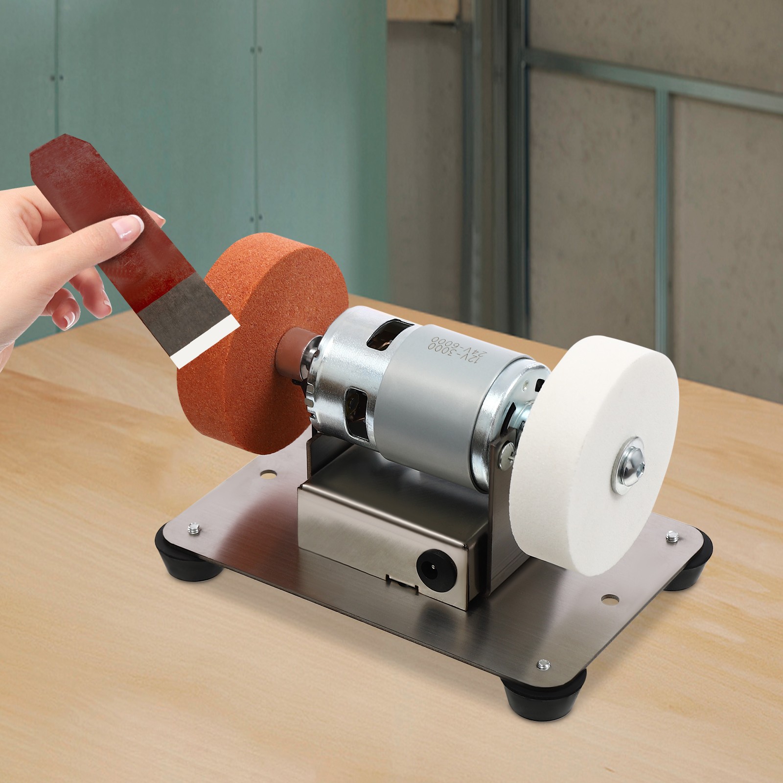 Electric Benchtop Grind Sander Adjustable Variable Speed Table Grinding Machine.