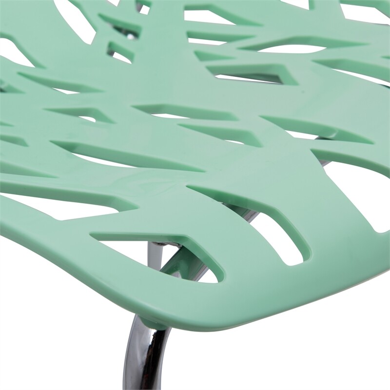 LeisureMod Modern Asbury Dining Side Chair With Chromed Legs in Mint Set of 2