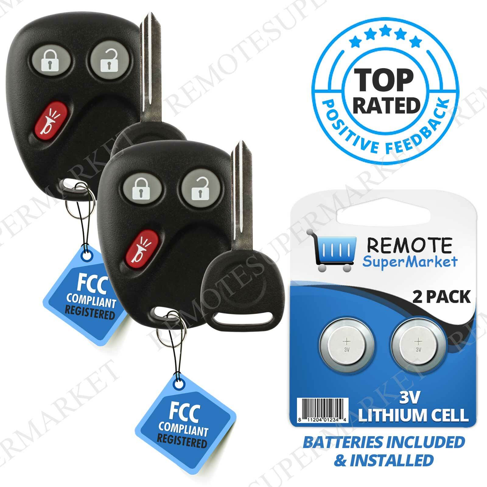 2 Replacement for 2003 2004 2005 2006 2007 GMC Sierra Yukon Remote Key Fob Set