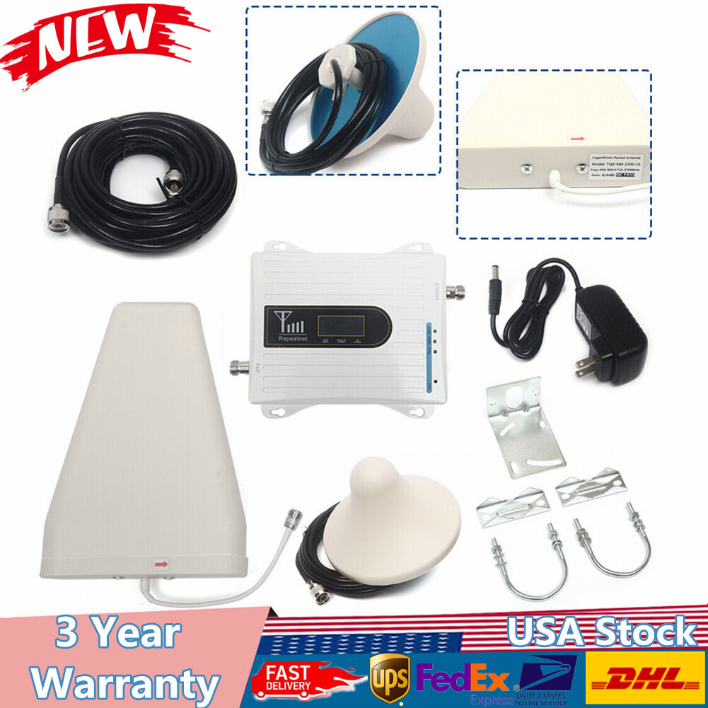 900/1800/2100MHz Cell Phone Signal Booster GSM 3G 4G LTE Amplifier Kit Band New