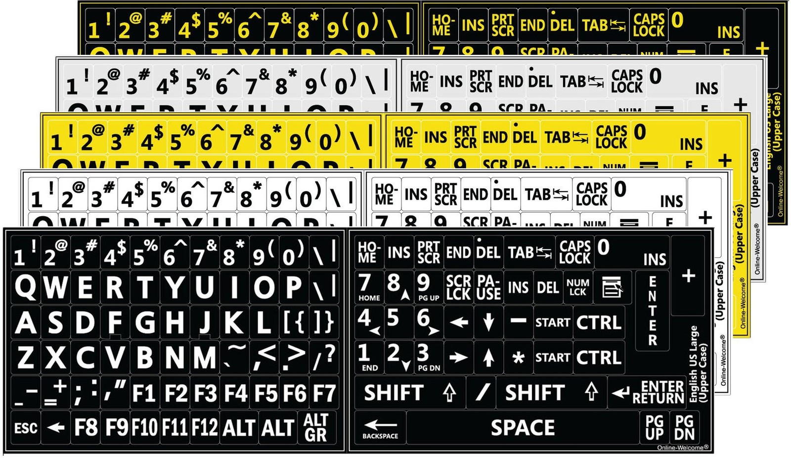 Five 5 English US Large Print Lettering Black,Yellow, White, Gray BACKGROUNS ...