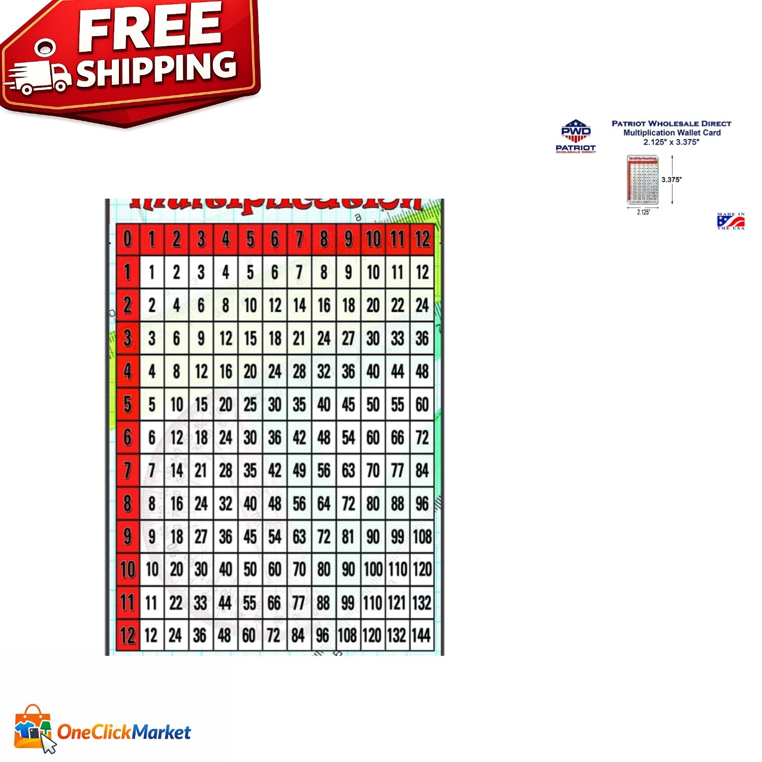 Essential Pocket Multiplication Card - Quick Reference for On-the-Go Learning