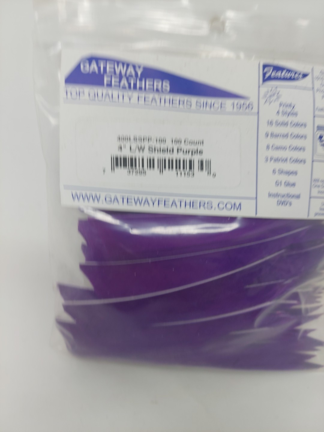 100pk Gateway Feathers 4" Left Wing: Shield Purple 400LSSPP-100