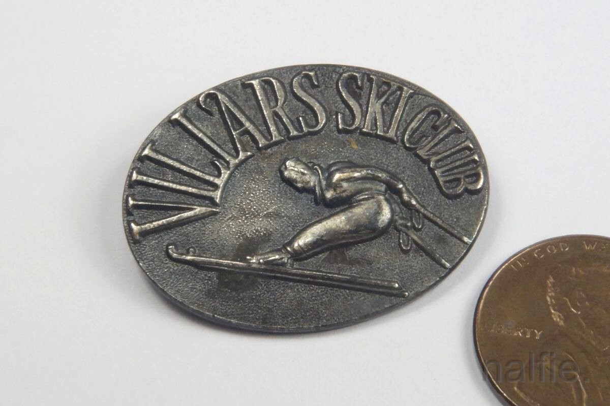 ANTIQUE ART DECO VILLARS SKI CLUB SOUVENIR BROOCH c1930's