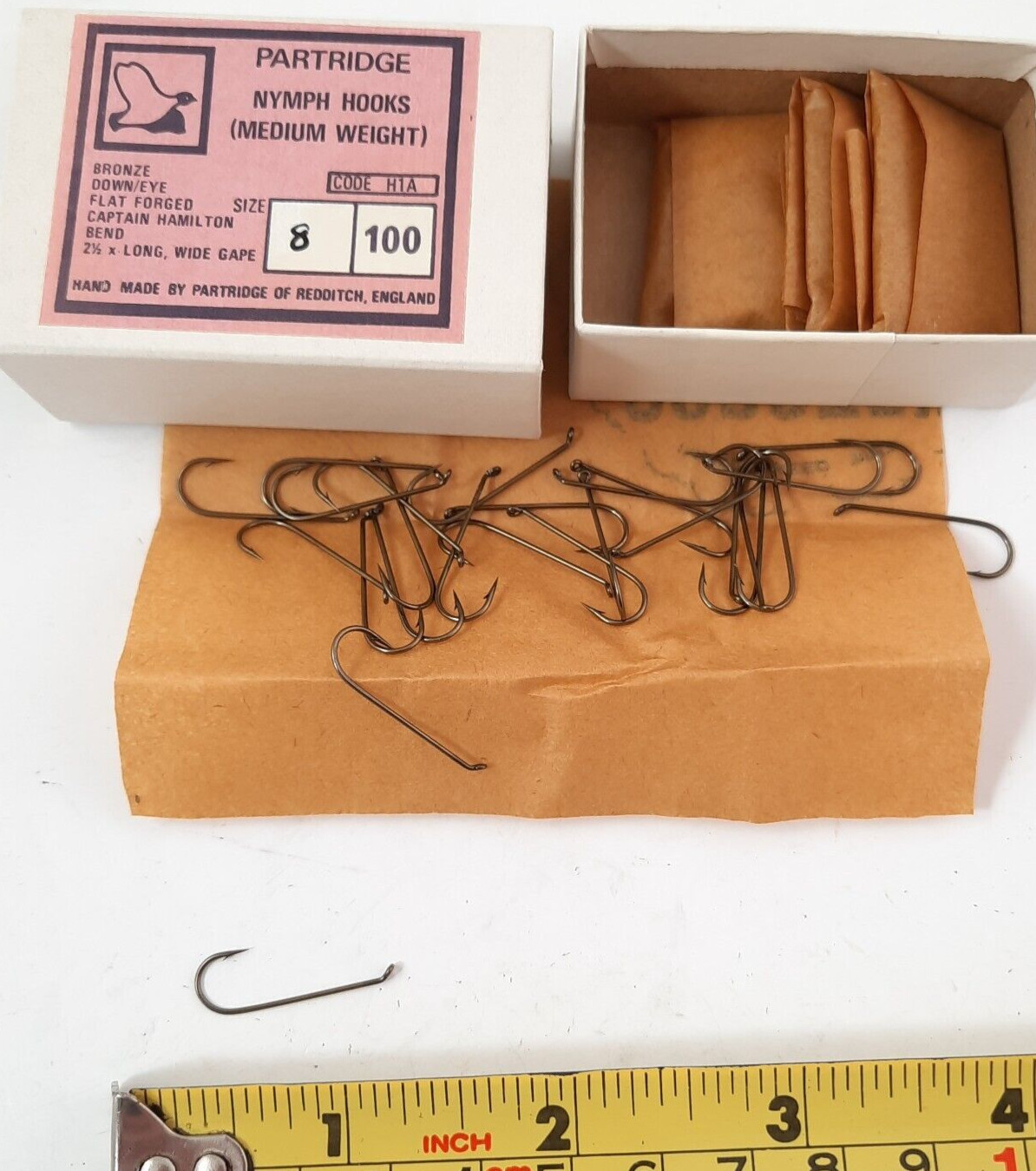100 Partridge H1A Size 8 Nymph Hooks Med. Wt. Captain Hamilton Bend Fly Tying