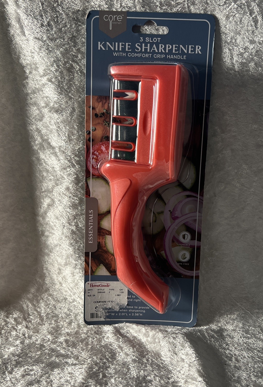 🆕 Core Kitchen Stay Sharp Comfort Grip  Knife Sharpener Red