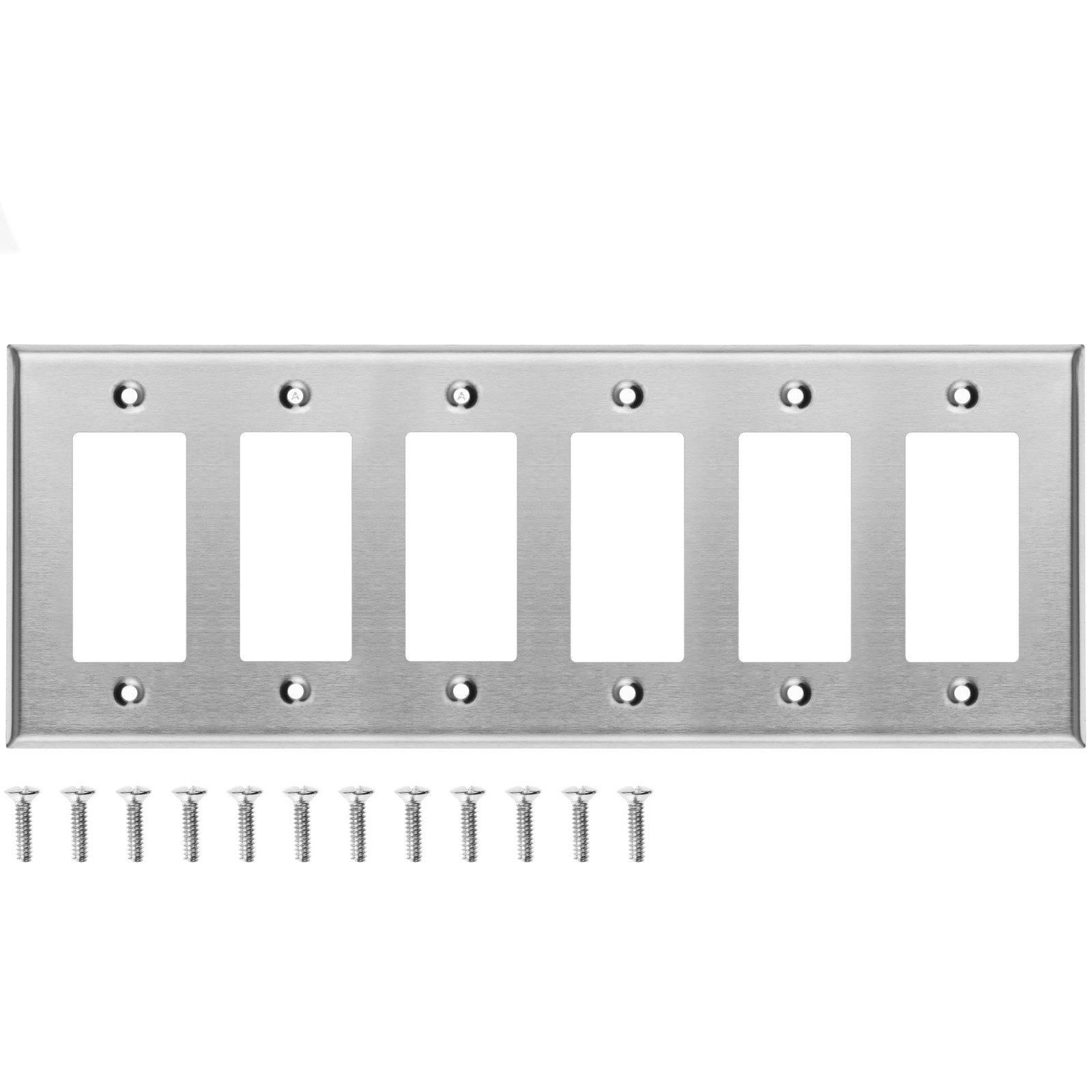 6-Gang Stainless Steel Outlet Covers for Rocker Switches, Standard Size 4.5'' x
