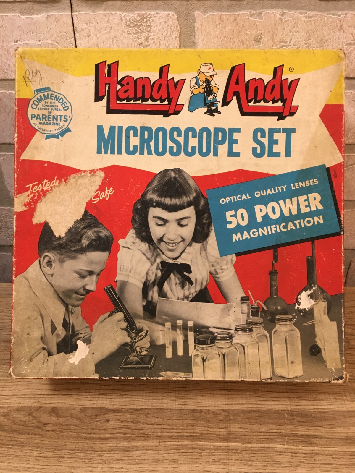 Vintage 1954 HANDY ANDY Microscope Set in Original Box, Made in USA