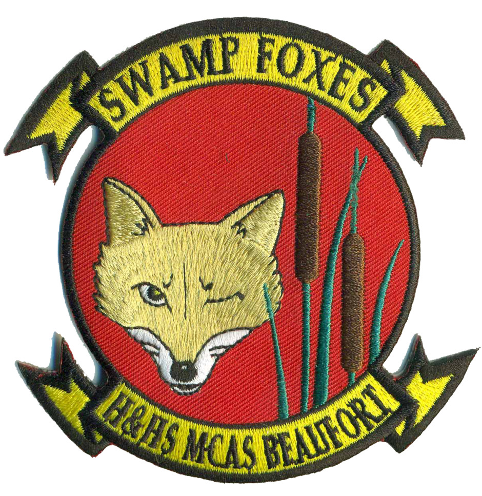 4" MARINE CORPS H&HS MCAS BEAUFORT SWAMP FOXES AIR HOOK & LOOP EMBROIDERED PATCH