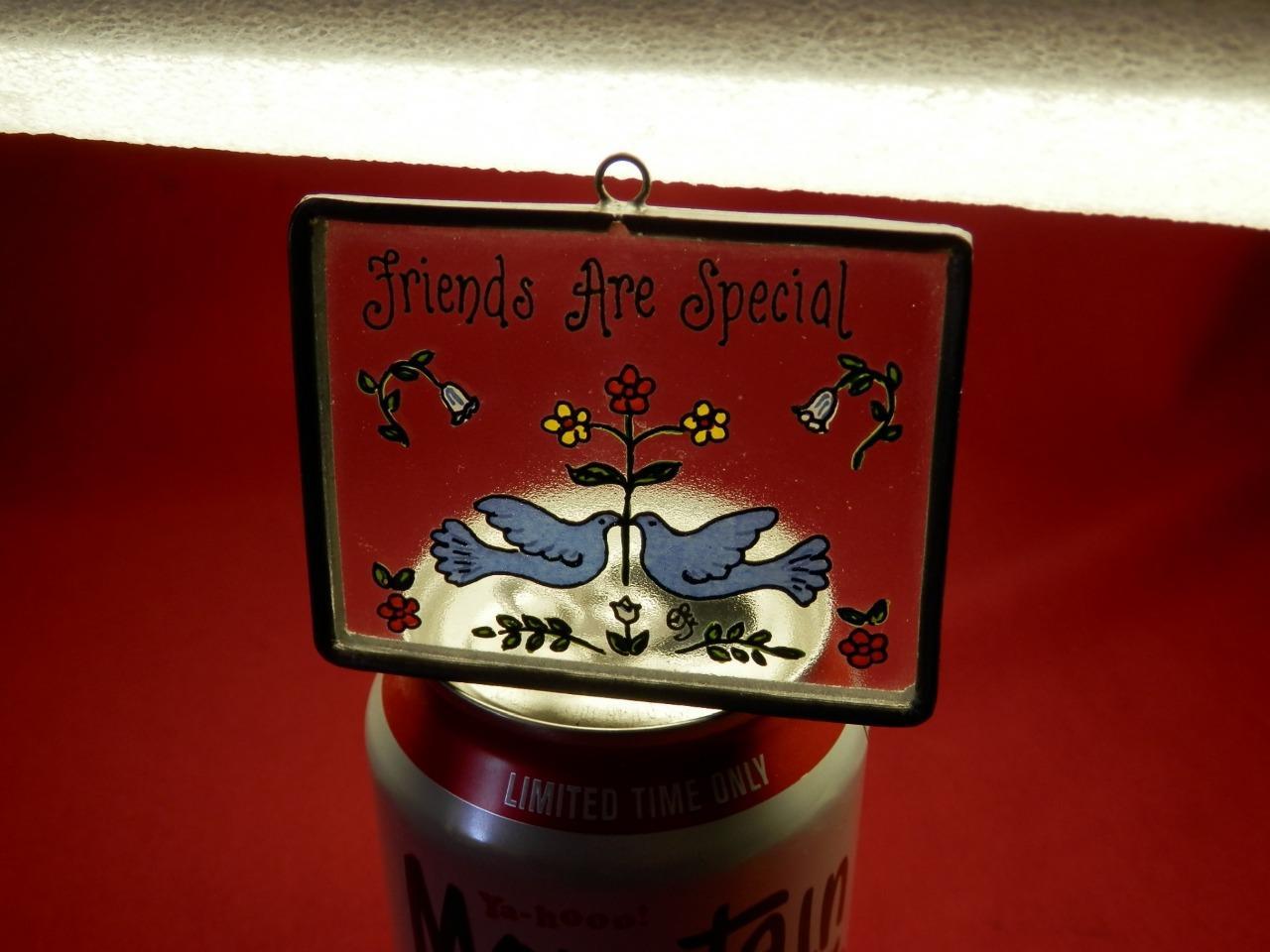 "Friends Are Special" doves flowers window suncatcher mobile pendant 2-3/4" x 2"