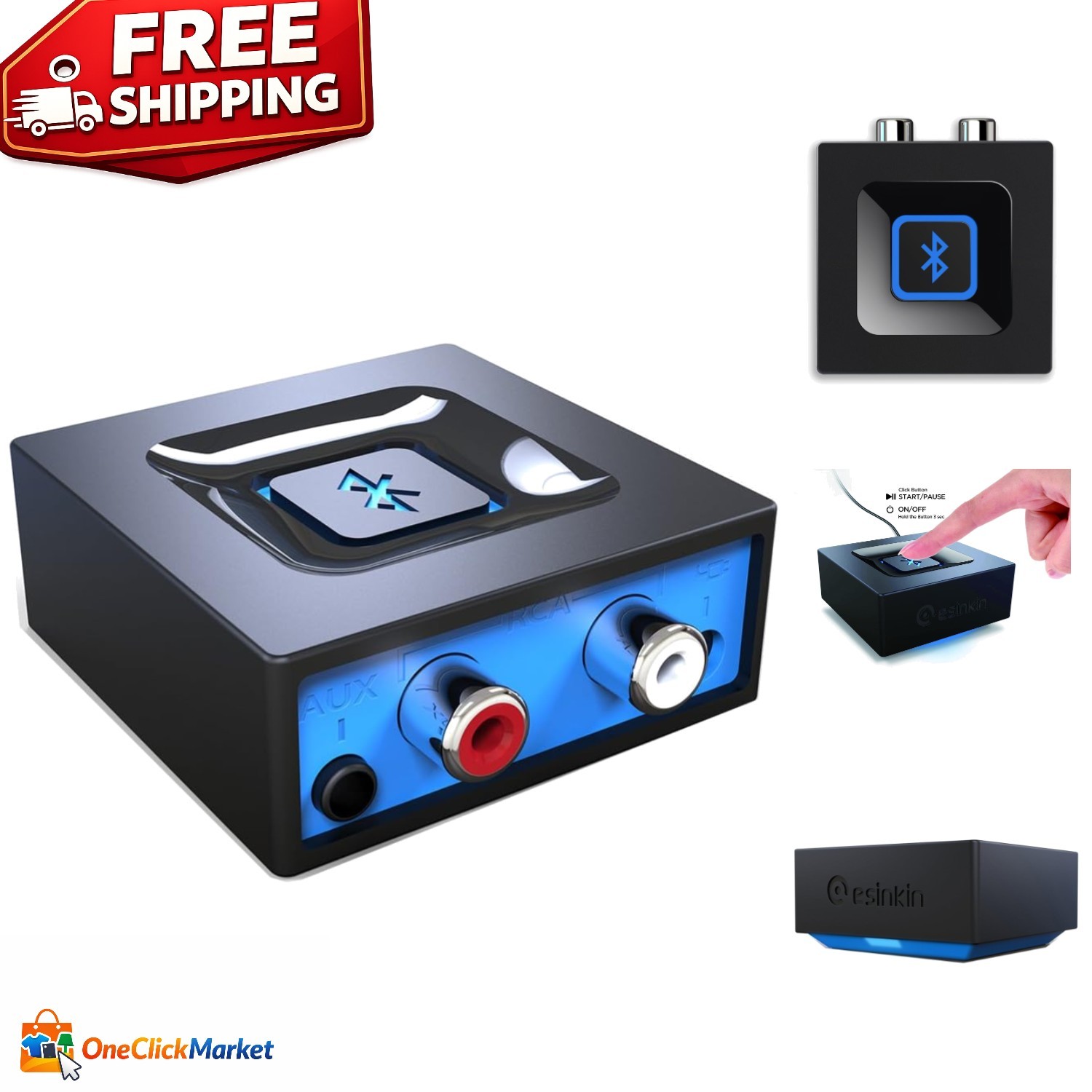Bluetooth Audio Adapter for Easy Wireless Music Streaming – Black, 30-40 ft R...