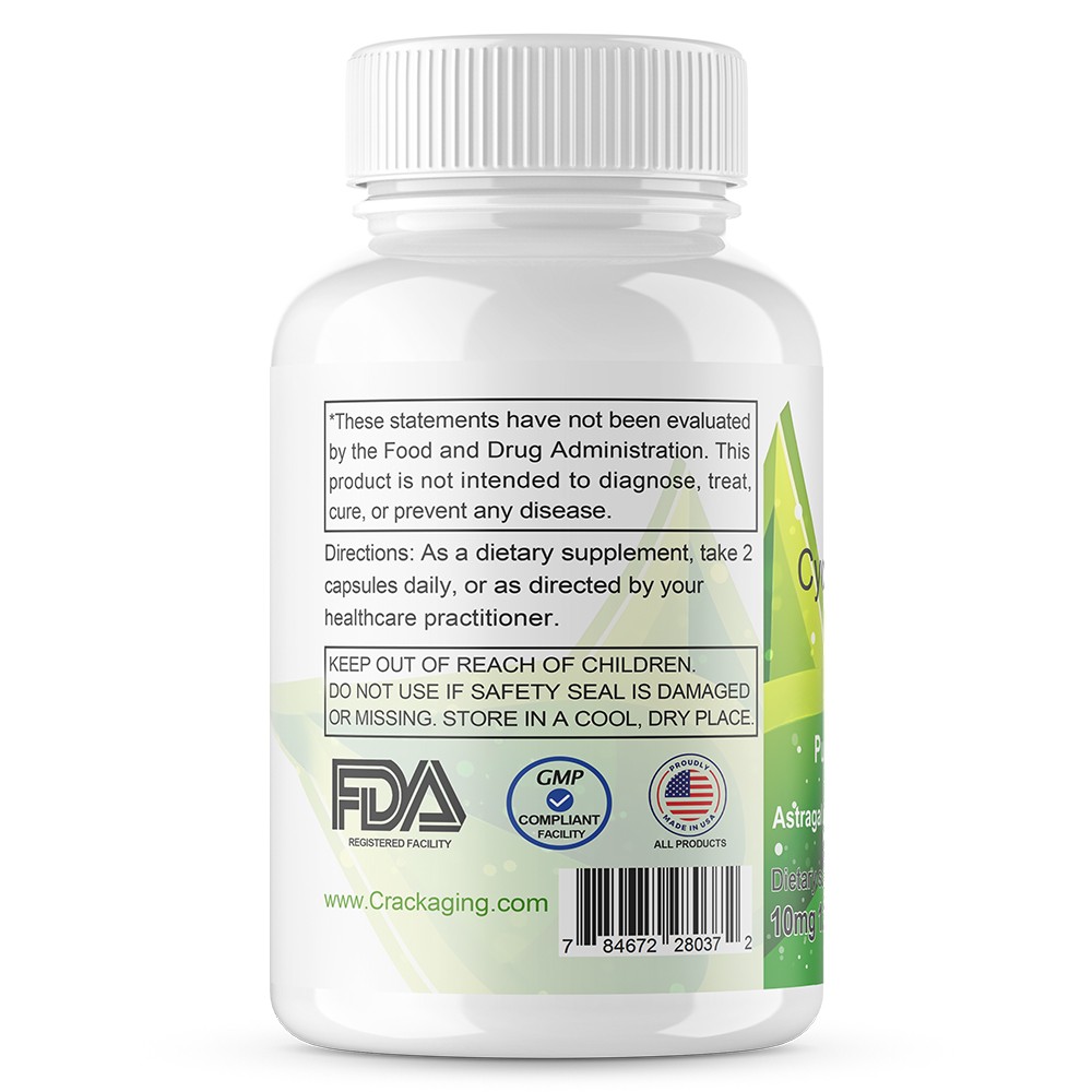 Telomere lengthening Supplement Cycloastragenol 98% Reduce Oxidation 120 Capsule