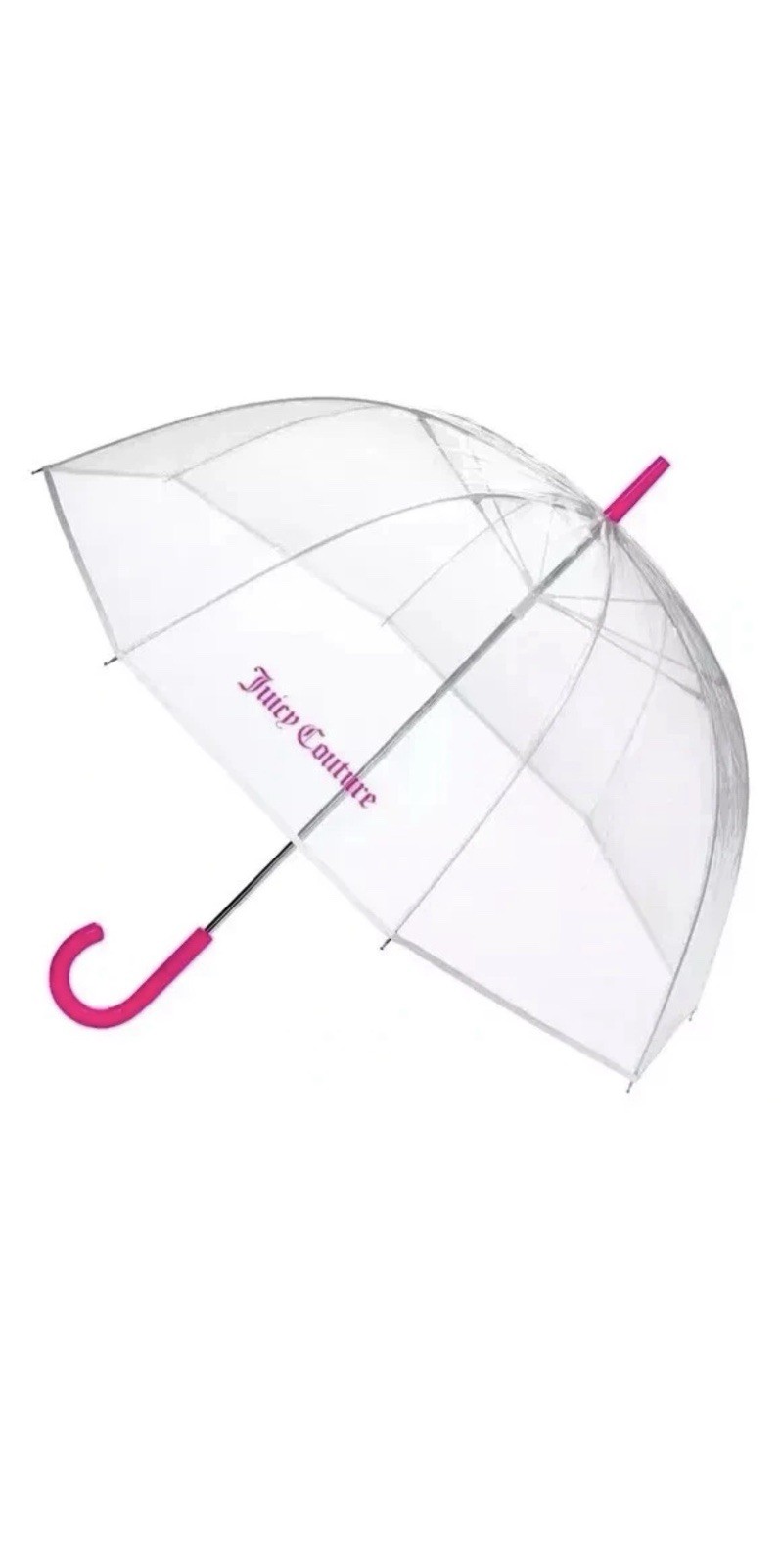 Juicy Couture Logo Umbrella  Hot Pink Clear Transparent Hook Handle