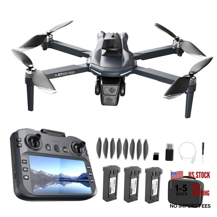XT606 GPS Drone with 4K Camera for Adults, Camera Drone with XT606-3BATTERY