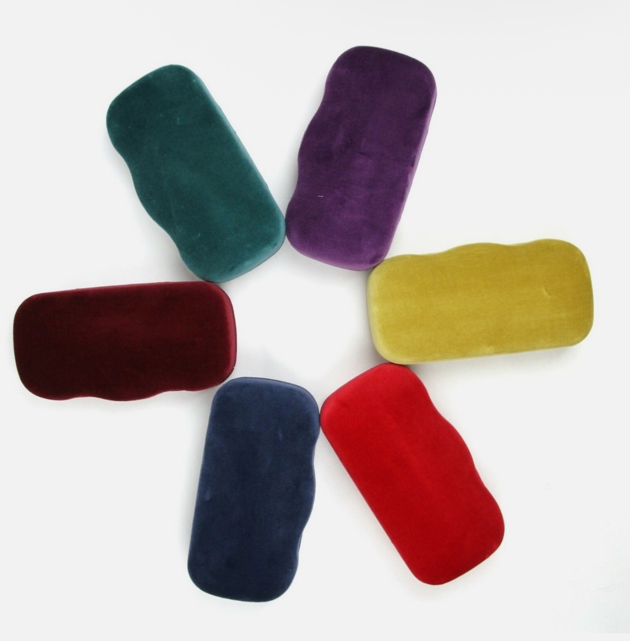 New Gucci Velvet Hard Clam Shell Eyeglasses Sunglasses Case w/Cloth Pouch 6.5”