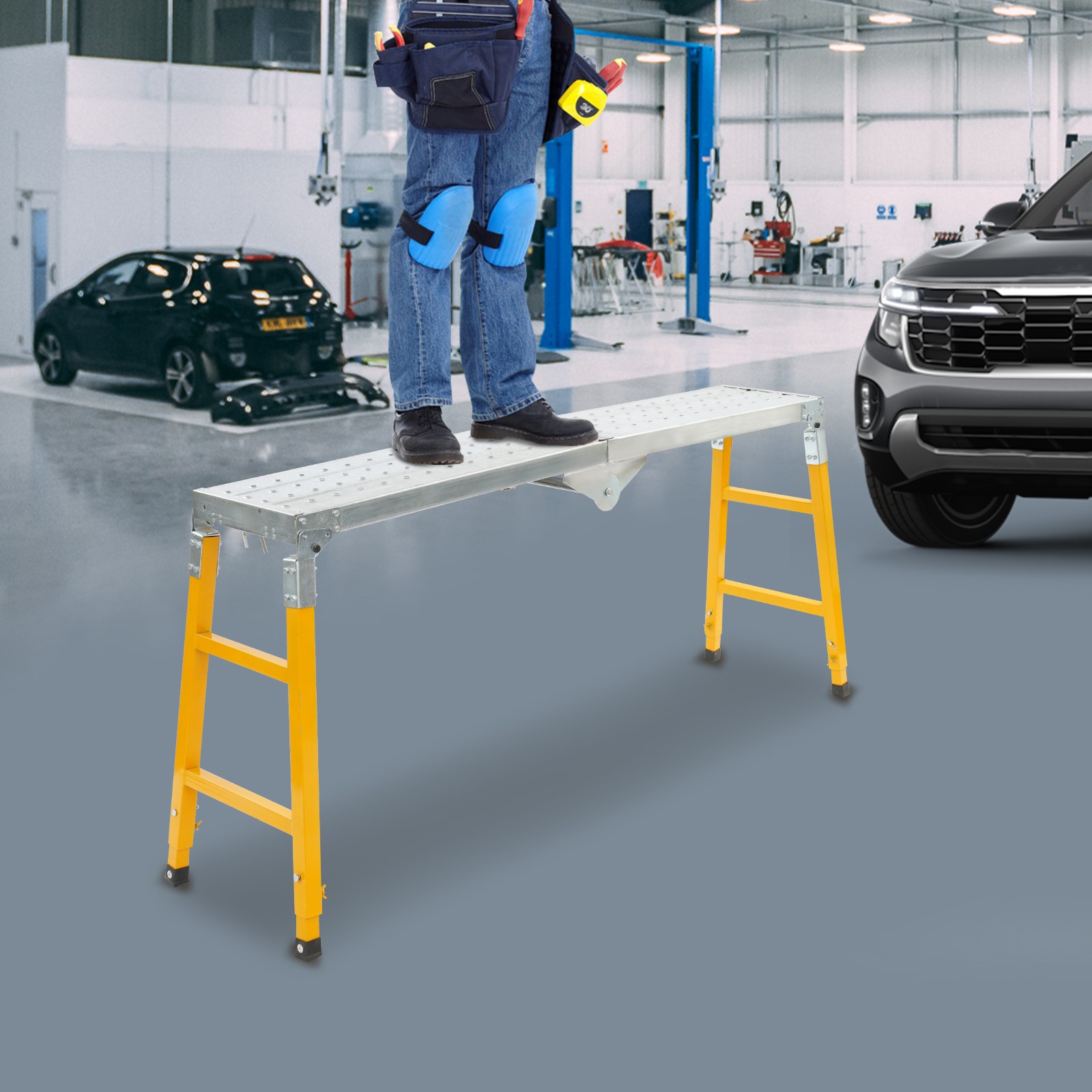 Portable Work Platform Adjustable with Folding Legs for Workshop 300kg/ 661LBS